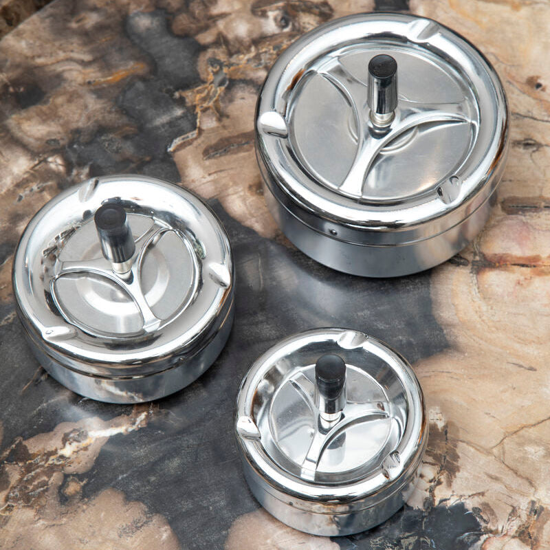 Orsina Medium Spinning Ashtray – Chrome Effect Odour Control Lid