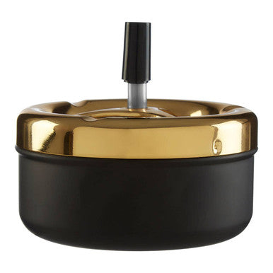 Orsina Large Spinning Ashtray – Matte Black & Gold Iron Odour Control