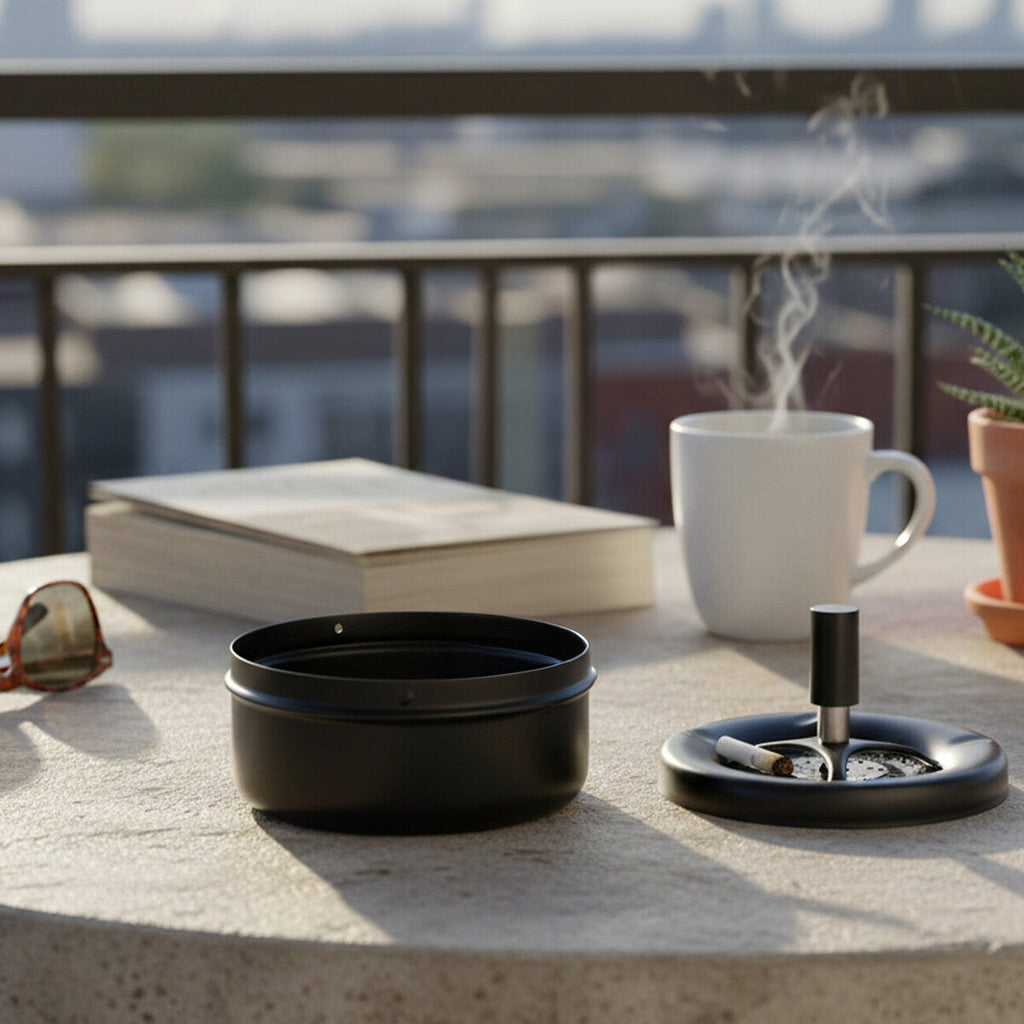 Orsina Spinning Ashtray – Matte Black Odour Control Medium Ash Tray