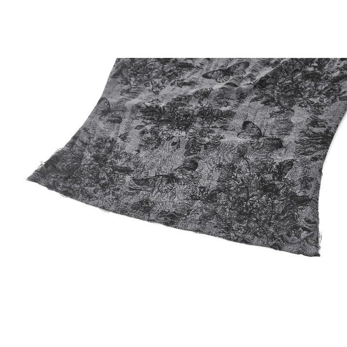 Dark in Love Grey Shredded Butterfly Print Halter Goth Top