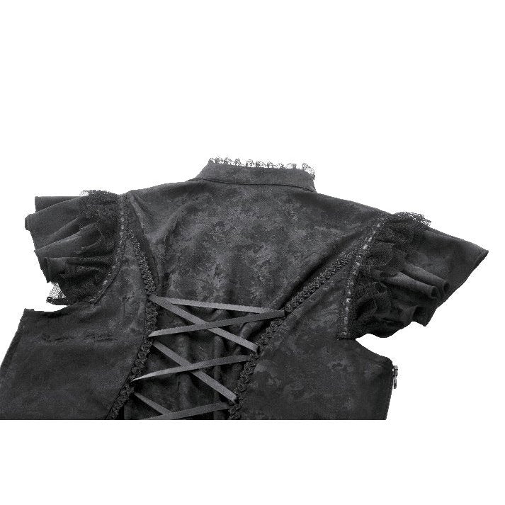 Dark in Love Seraphine Black Lace Shoulder Goth Top | Victorian Style
