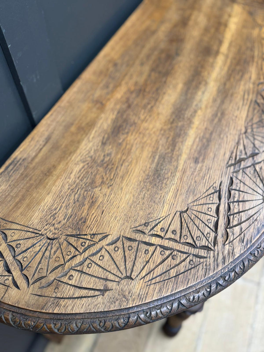 Antique Carved Oak Side Table Console Table Hall Table Drawer Desk Furniture