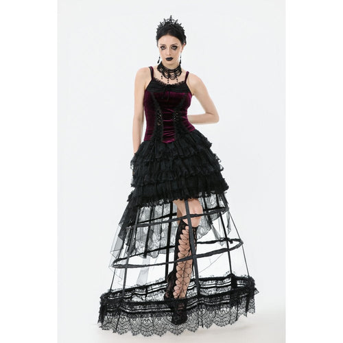 Dark in Love Serilda Velvet Lace Corset Top – Wine Red Gothic Style