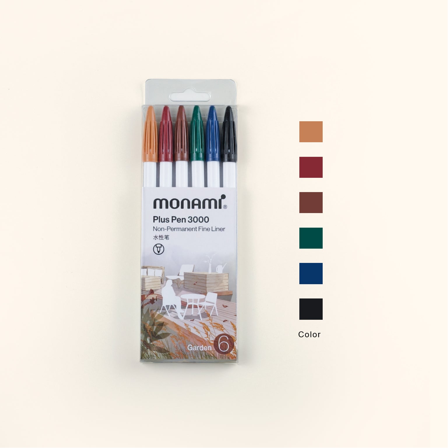 Monami Plus Pen 3000 Set | 0.4mm Fine Liner Journaling Pens - 6 Pcs