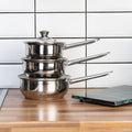 Orsina Crosse 3-Piece Stainless Steel Saucepan Set with Glass Lids