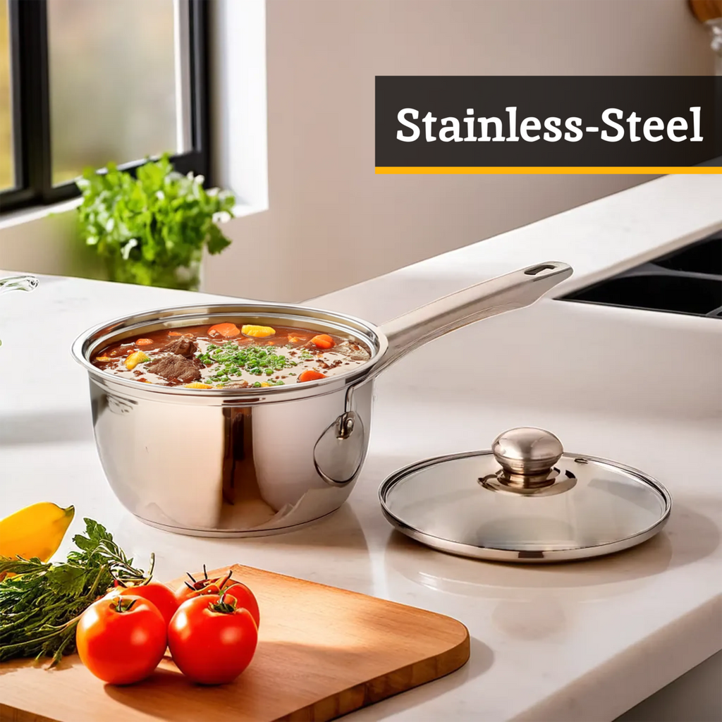 Orsina Crosse 3-Piece Stainless Steel Saucepan Set with Glass Lids