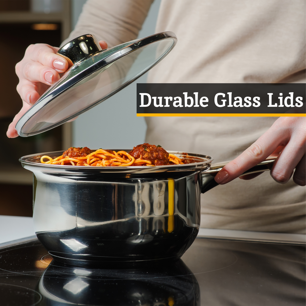 Orsina Crosse 3-Piece Stainless Steel Saucepan Set with Glass Lids