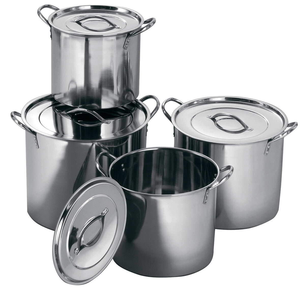 Orsina Crosse Stainless Steel Stock Pots with Lids - 4 Piece Cookware Set