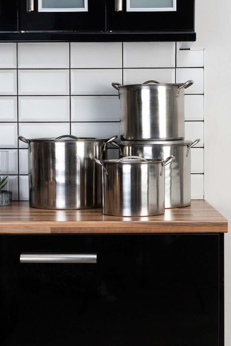 Orsina Crosse Stainless Steel Stock Pots with Lids - 4 Piece Cookware Set