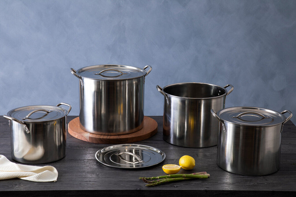 Orsina Crosse Stainless Steel Stock Pots with Lids - 4 Piece Cookware Set