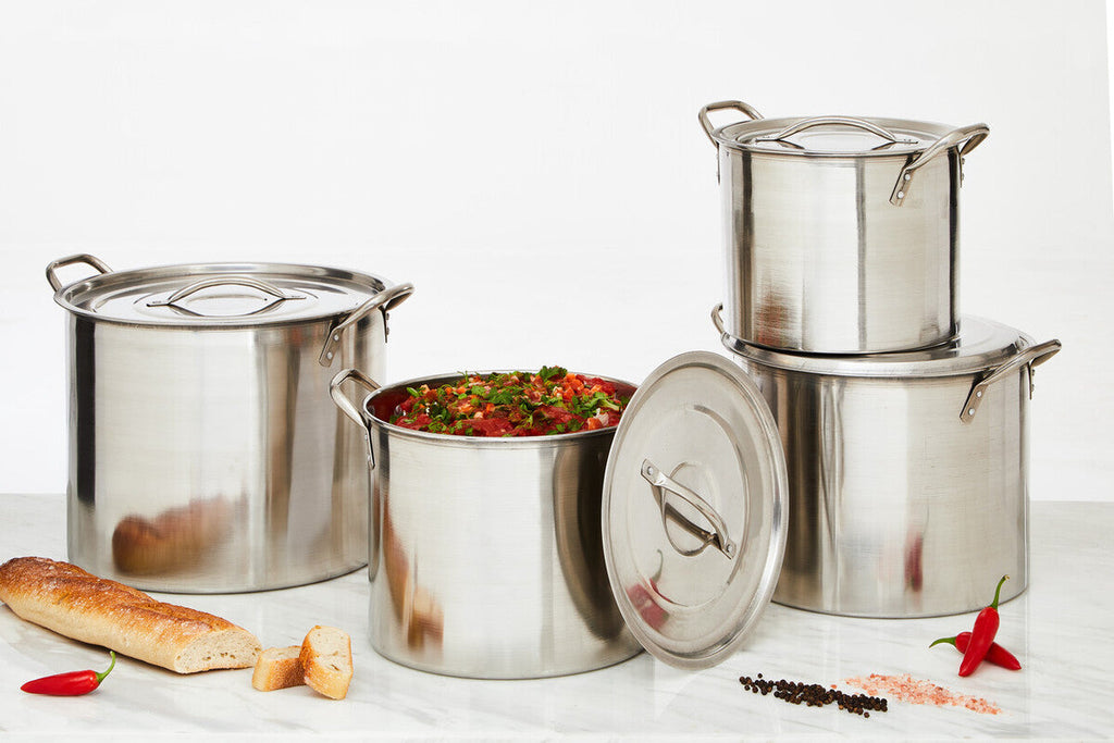 Orsina Crosse Stainless Steel Stock Pots with Lids - 4 Piece Cookware Set