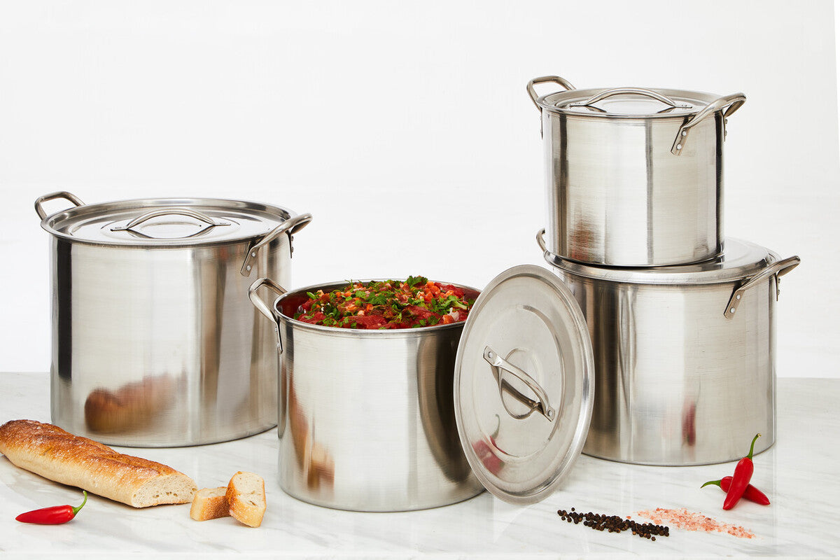 Orsina Crosse Stainless Steel Stock Pots with Lids - 4 Piece Cookware Set