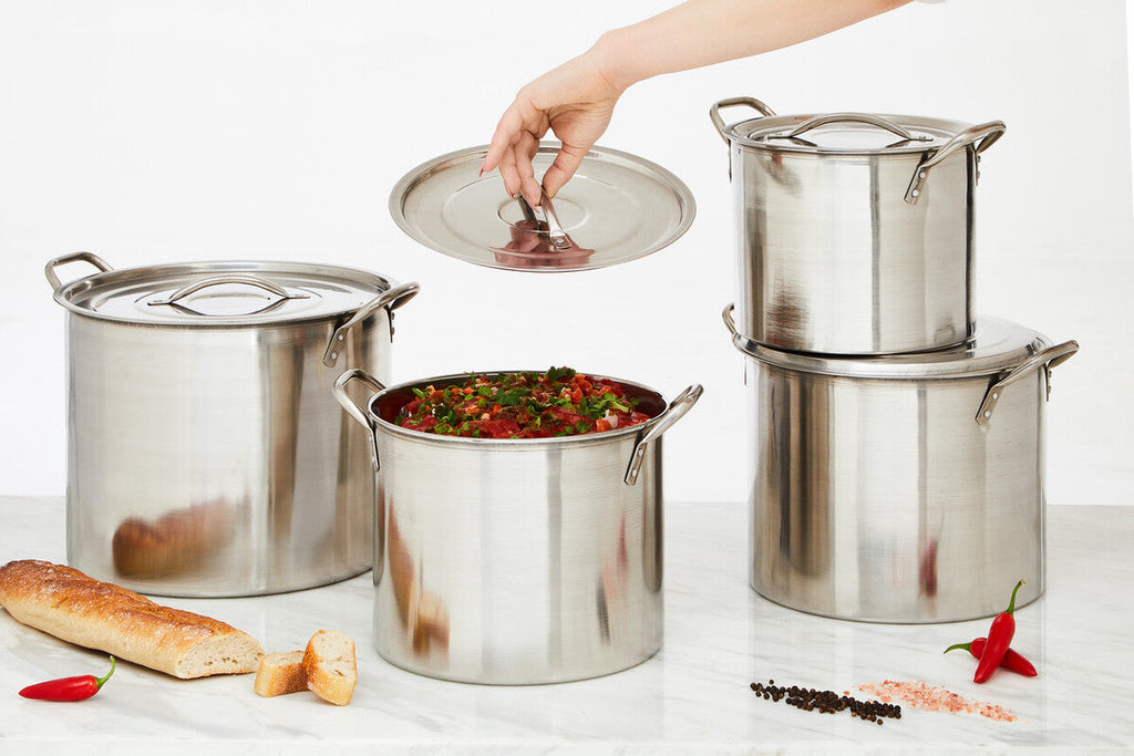 Orsina Crosse Stainless Steel Stock Pots with Lids - 4 Piece Cookware Set