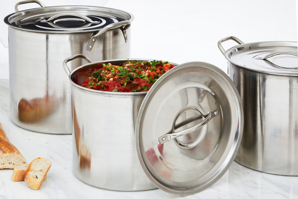 Orsina Crosse Stainless Steel Stock Pots with Lids - 4 Piece Cookware Set
