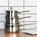 Orsina Crosse 3-Piece Stainless Steel Saucepan Set with Glass Lids