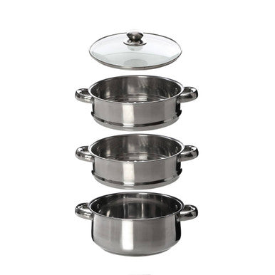 Orsina Crosse 3-Tier Stainless Steel Steamer with Glass Lid