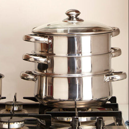 Orsina Crosse 3-Tier Stainless Steel Steamer with Glass Lid
