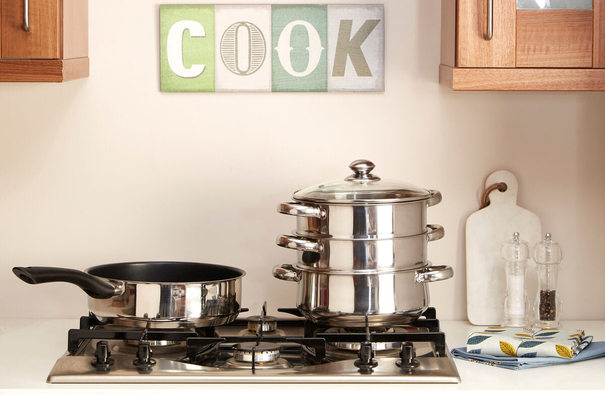 Orsina Crosse 3-Tier Stainless Steel Steamer with Glass Lid