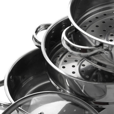 Orsina Crosse 3-Tier Stainless Steel Steamer with Glass Lid