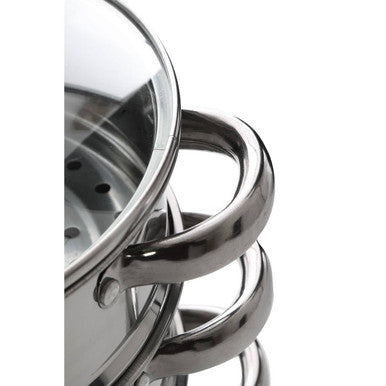 Orsina Crosse 3-Tier Stainless Steel Steamer with Glass Lid
