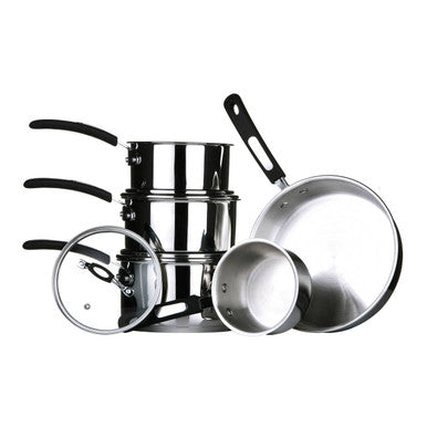 Orsina Tenzo 5 Piece Stainless Steel Cookware Set with Glass Lids