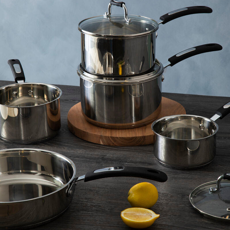 Orsina Tenzo 5 Piece Stainless Steel Cookware Set with Glass Lids