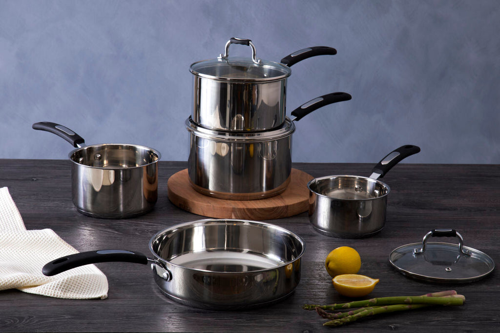 Orsina Tenzo 5 Piece Stainless Steel Cookware Set with Glass Lids