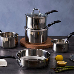 Orsina Tenzo 5 Piece Stainless Steel Cookware Set with Glass Lids