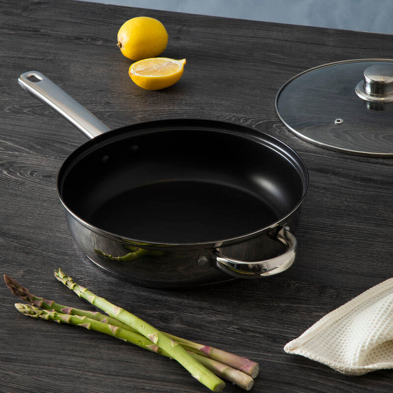 Orsina Crosse 24cm Stainless Steel Non-Stick Frypan with Glass Lid