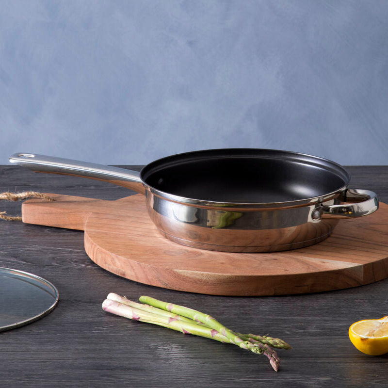 Orsina Crosse 24cm Stainless Steel Non-Stick Frypan with Glass Lid