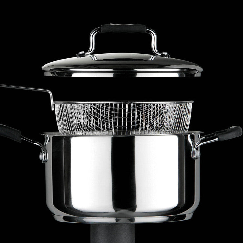 Tenzo Stainless Steel Chip Pan with Glass Lid & Basket – 22cm, 4L