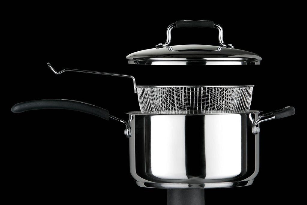Tenzo Stainless Steel Chip Pan with Glass Lid & Basket – 22cm, 4L