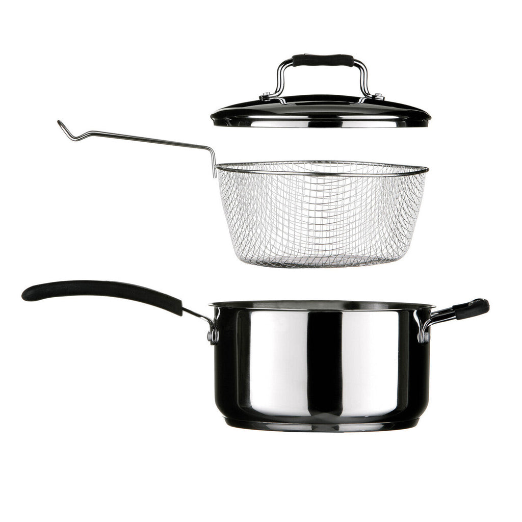 Tenzo Stainless Steel Chip Pan with Glass Lid & Basket – 22cm, 4L