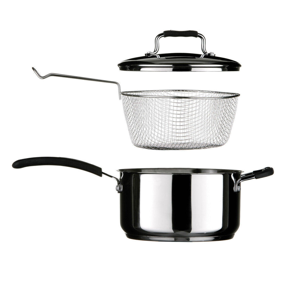Tenzo Stainless Steel Chip Pan with Glass Lid & Basket – 22cm, 4L