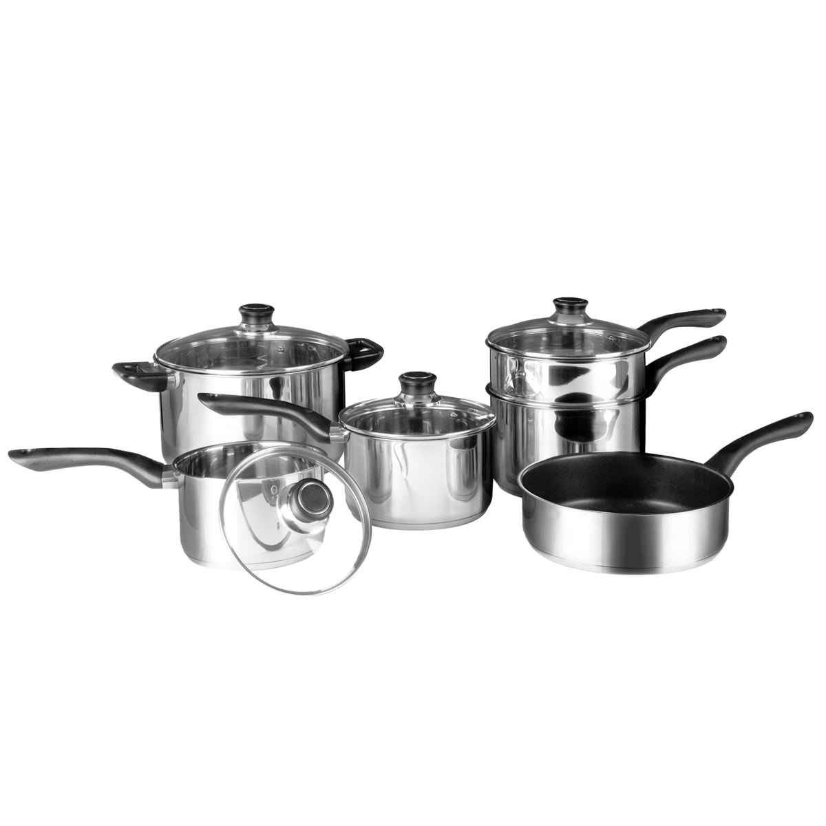 Orsina Crosse 6 Piece Stainless Steel Cookware Set with Steamer Pot