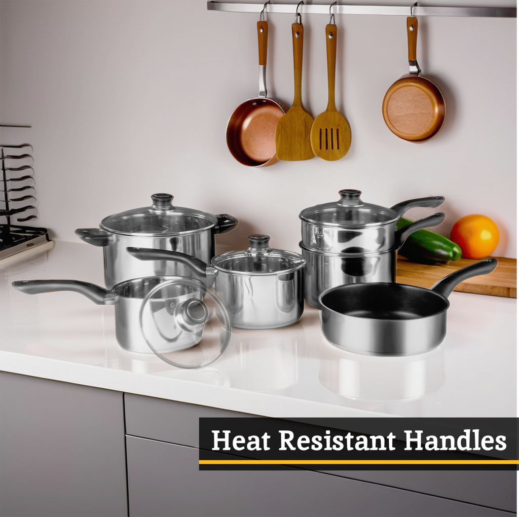 Orsina Crosse 6 Piece Stainless Steel Cookware Set with Steamer Pot