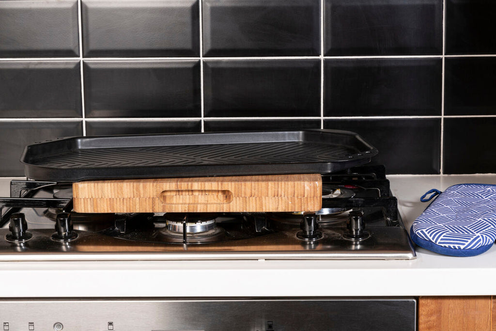 Orsina Halston Non-Stick Large Grill Pan – Two-Burner Indoor Griddle