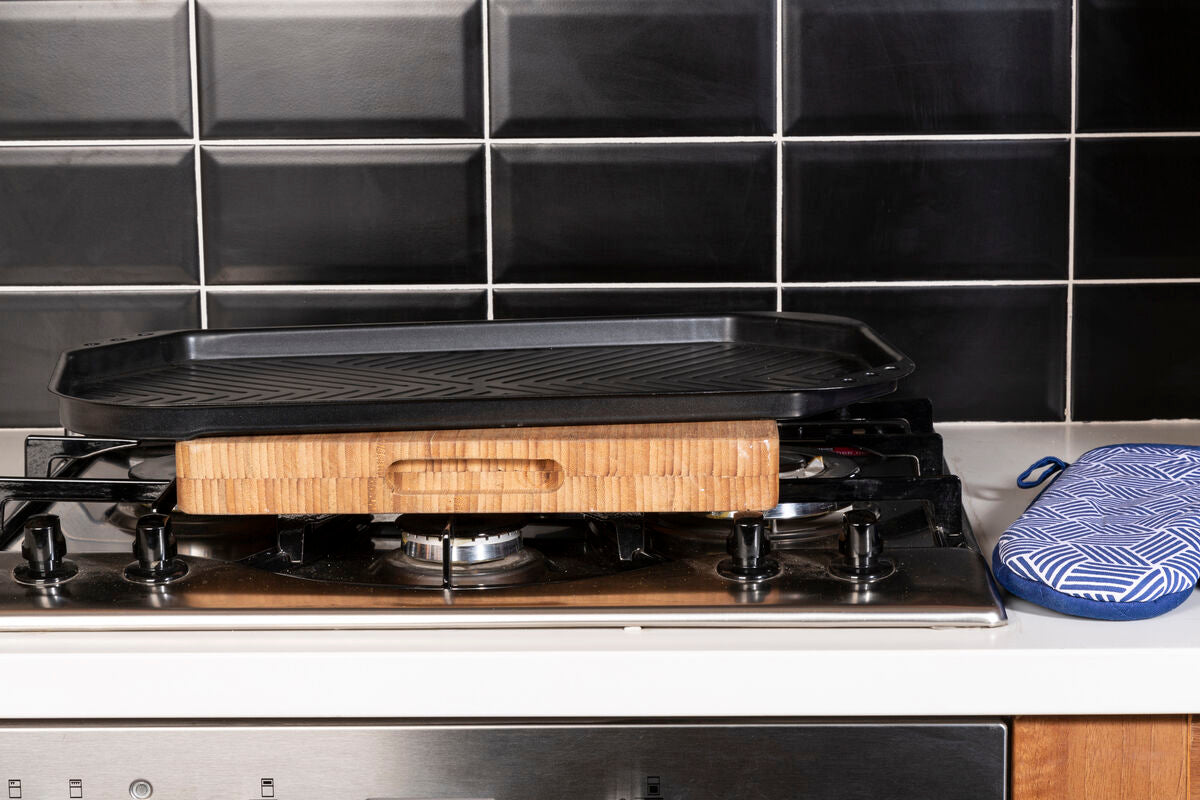 Orsina Halston Non-Stick Large Grill Pan – Two-Burner Indoor Griddle