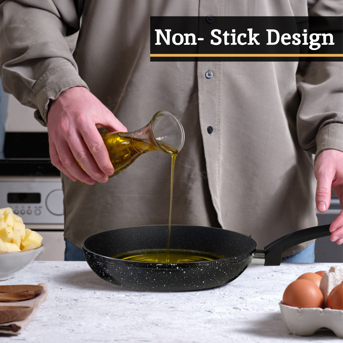 Orsina Stoneflam 26cm Frying Pan – Non-Stick Stone Effect Cookware