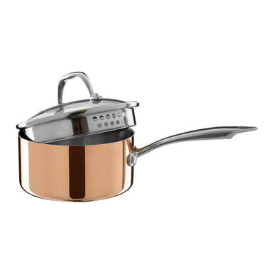 Orsina Minerva 16cm Copper Saucepan with Lid – Hammered Finish