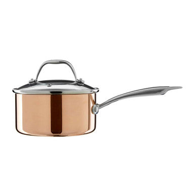 Orsina Minerva 16cm Copper Saucepan with Lid – Hammered Finish