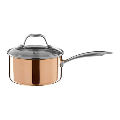 Orsina Minerva 18cm Copper Saucepan with Lid | Hammered Finish