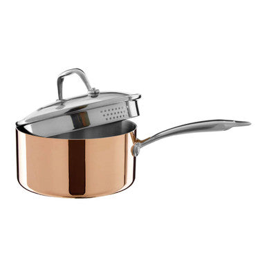 Orsina Minerva 18cm Copper Saucepan with Lid | Hammered Finish