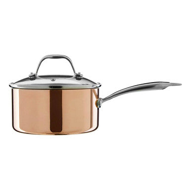 Orsina Minerva 18cm Copper Saucepan with Lid | Hammered Finish