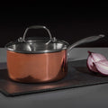 Orsina Minerva 18cm Copper Saucepan with Lid | Hammered Finish