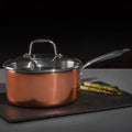 Orsina Minerva 20cm Copper Saucepan with Lid – Hammered Gold Finish