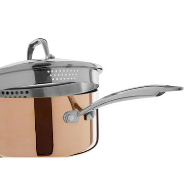 Orsina Minerva 20cm Copper Saucepan with Lid – Hammered Gold Finish
