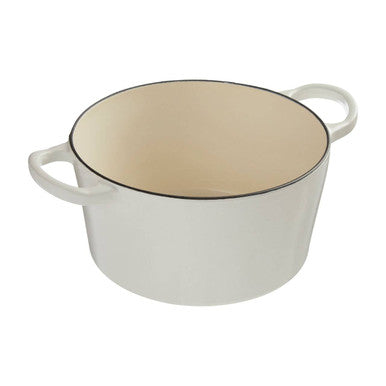 Orsina Hygge White Cast Iron Casserole Dish – 23cm Scandinavian Dutch Oven