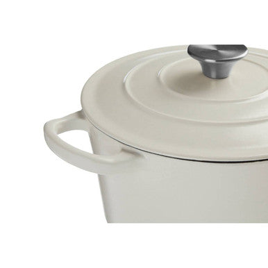 Orsina Hygge White Cast Iron Casserole Dish – 23cm Scandinavian Dutch Oven