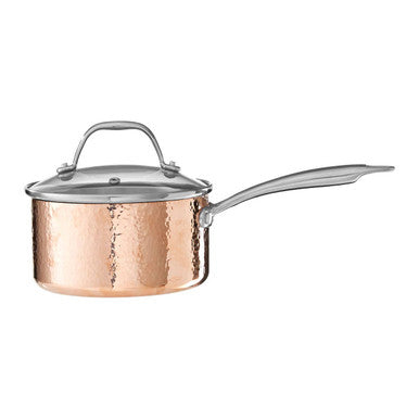 Orsina Minerva 16cm Hammered Copper Saucepan with Vented Lid